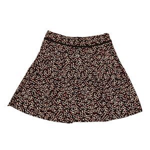 Ann Loft Black with Red and White Pattern‎ Flare Skirt Sz 8